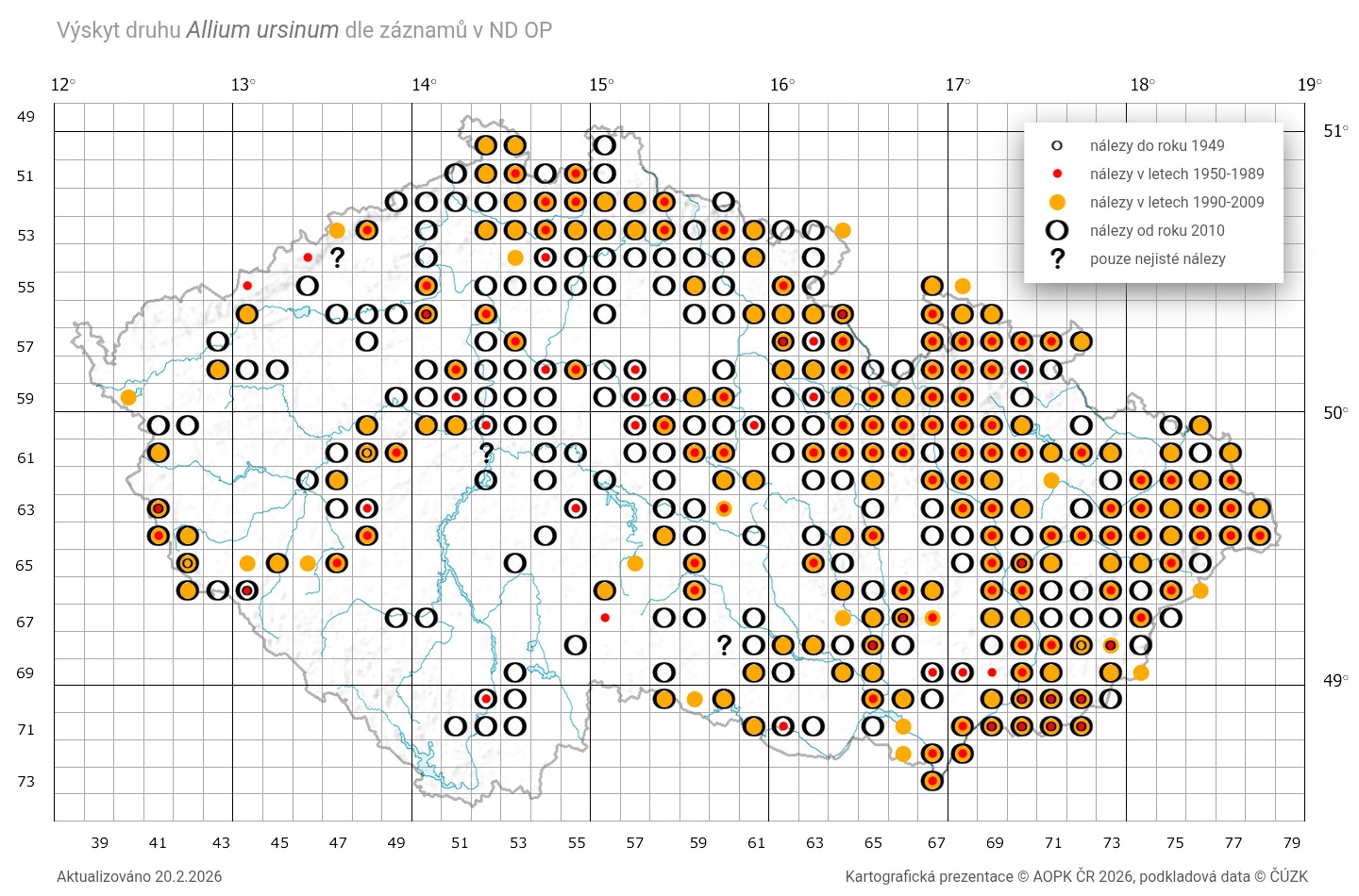 Současný stav výskytu medvědího česneku