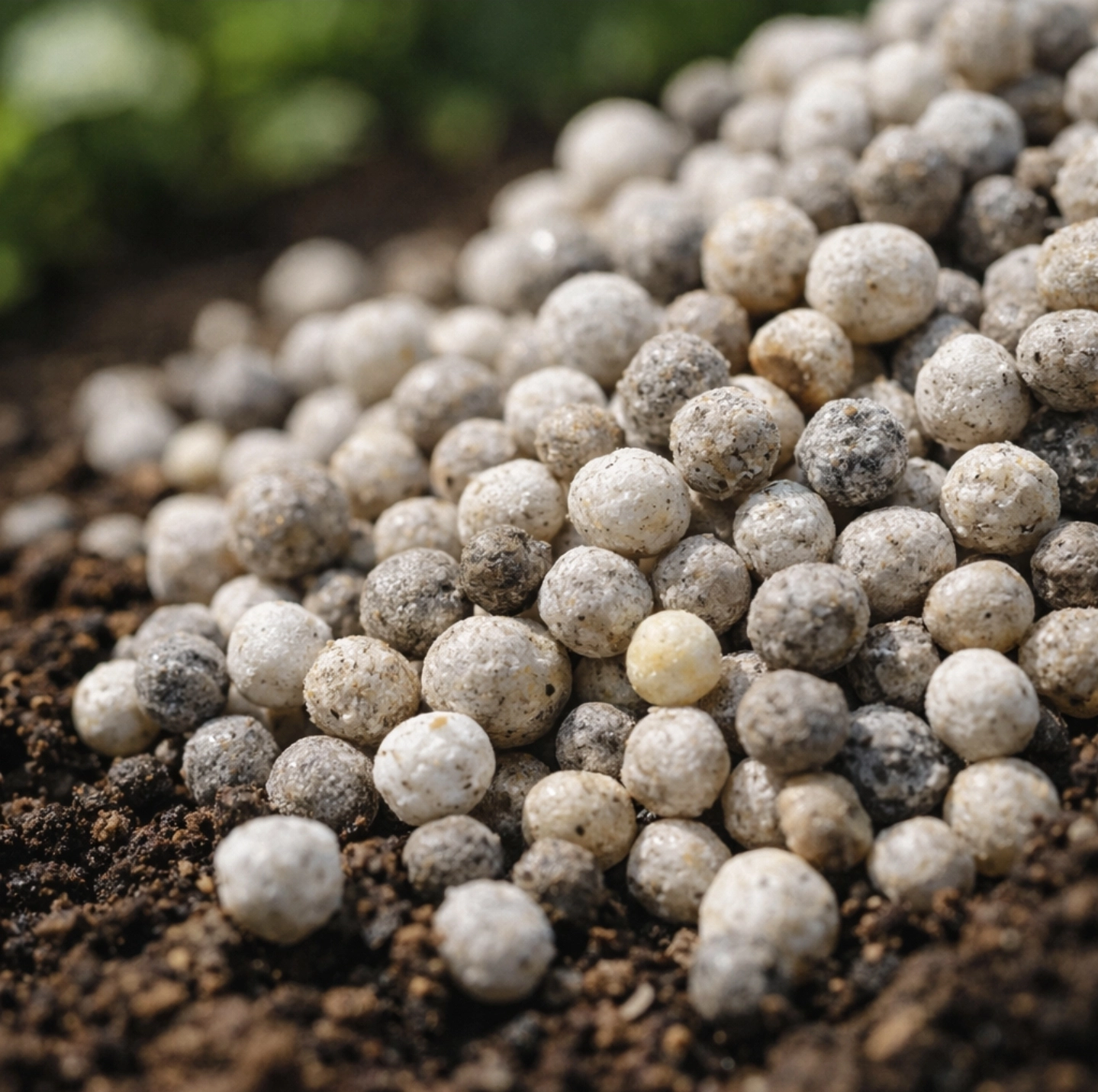 granulované hnojivo cererit detail struktury granulí