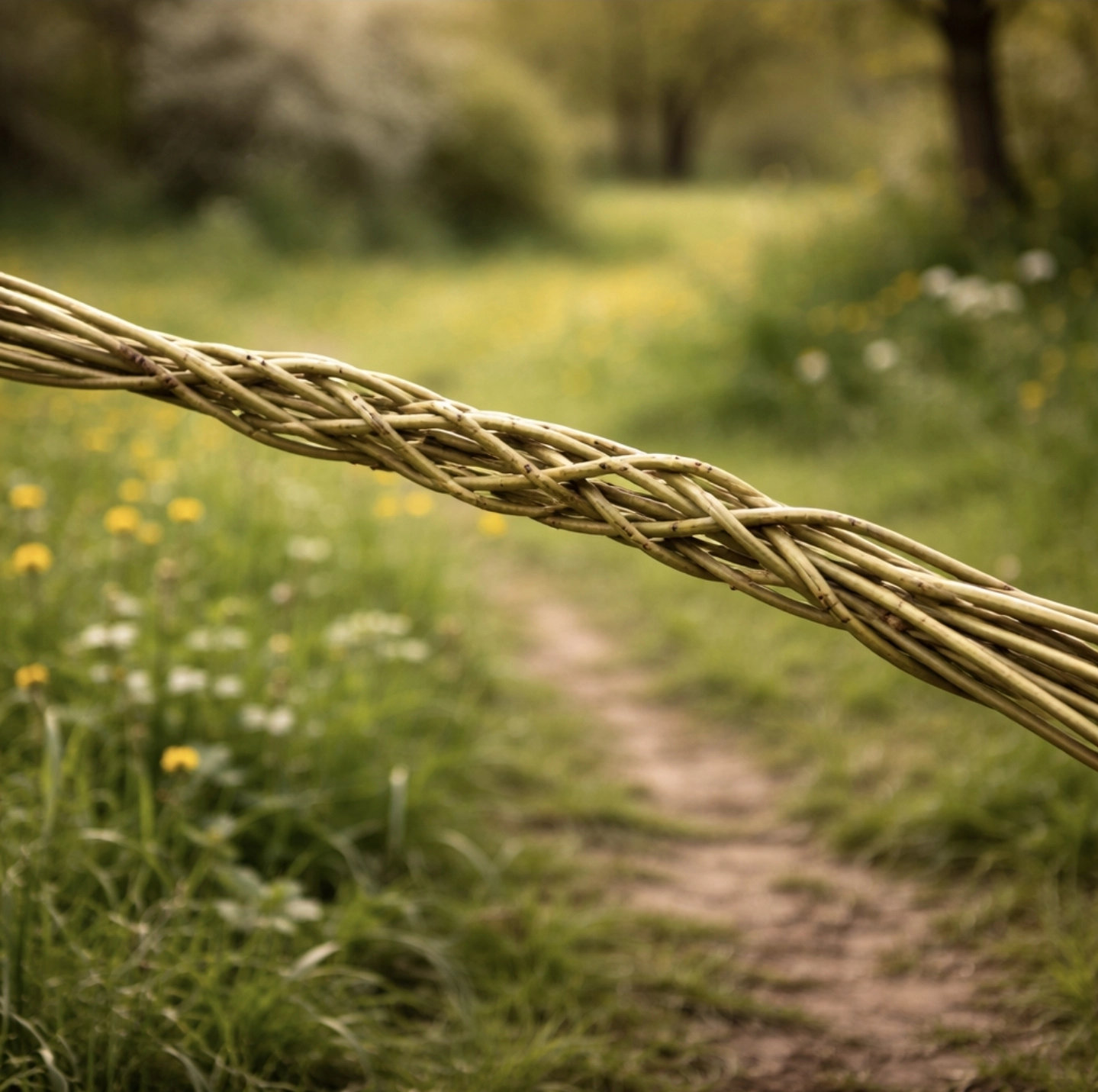 fotografie špatně upletené pomlázky, volné a&nbsp;nepravidelné pletení, viditelně křivý tvar