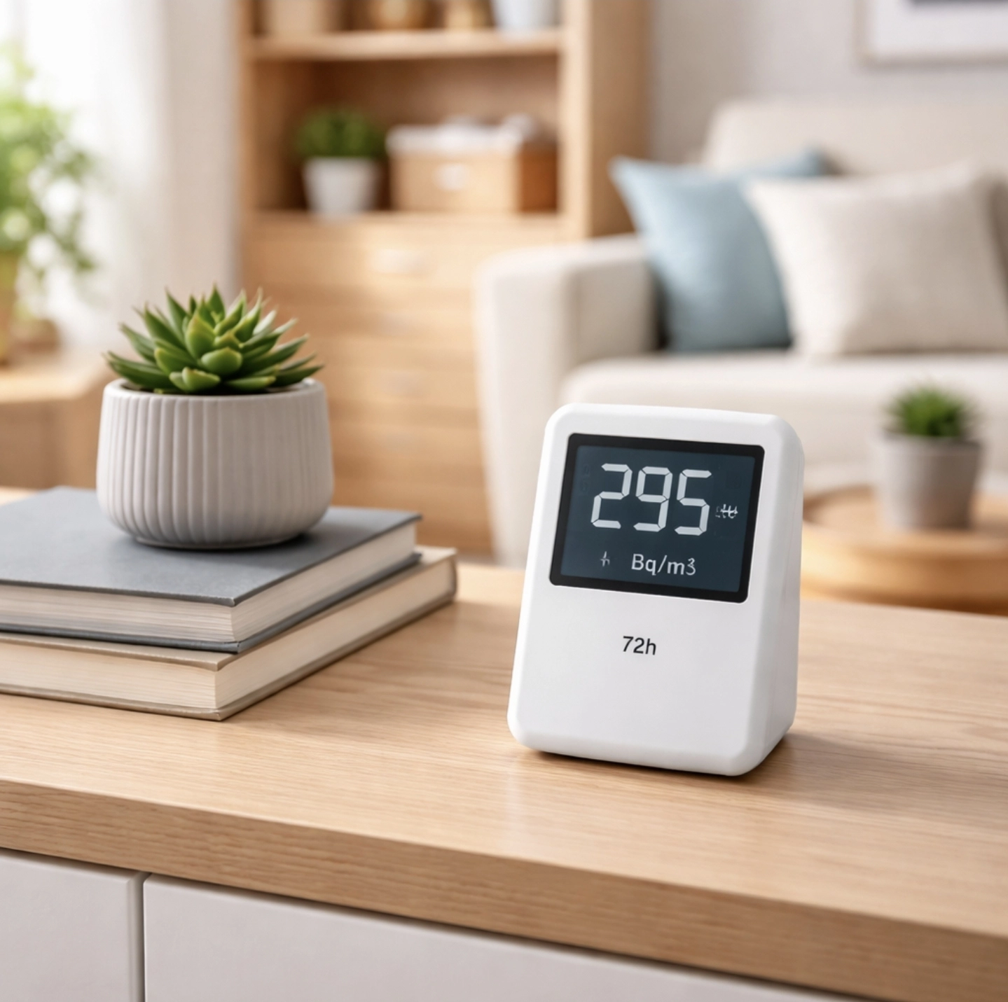 detektor radonu v&nbsp;interiéru na&nbsp;stole